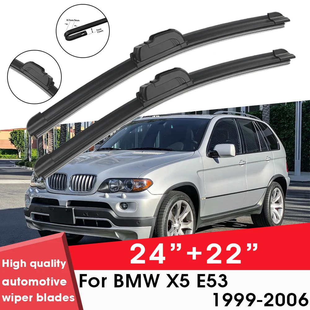 

Car Wiper Blade Blades For BMW X5 E53 1999-2006 24"+ 22" Windshield Windscreen Clean Naturl Rubber Cars Wipers Accessories