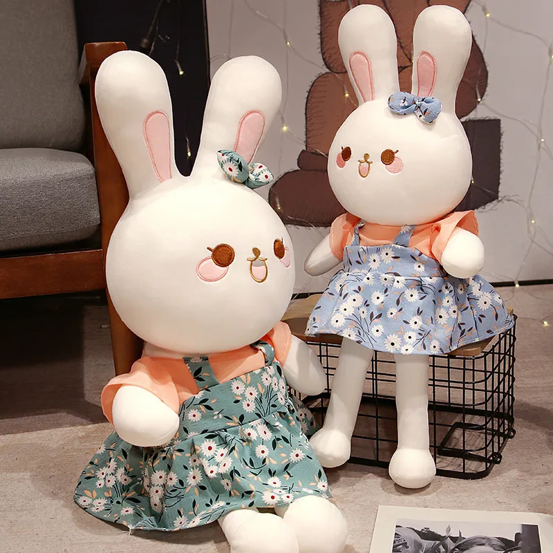 60/80/100/130cm Cartoon Pastoral Rabbit Plush Toy Cute Stuffed Animals Bunny Plushies Doll Anime Soft Kids Toys for Girls Gifts