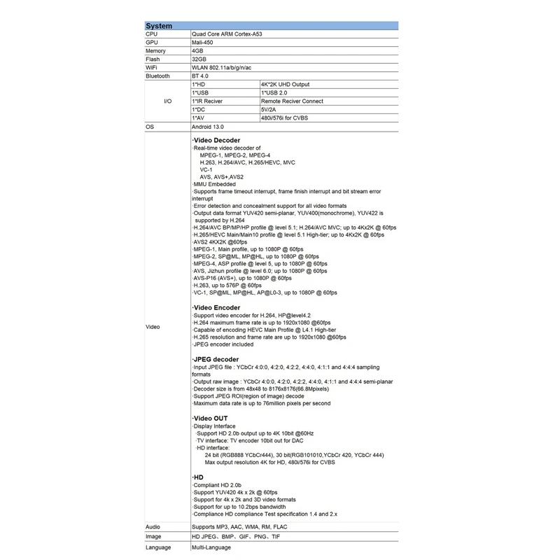 Caixa Set Top Smart TV, Media Player, Android 13, 4K, BT 4,0, H96 MAX M1, Rockchip 3528, 4GB + 32GB