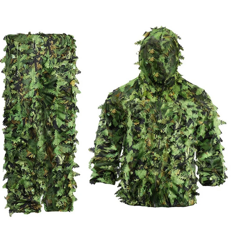 

3X Sticky Flower Bionic Leaves Camouflage Suit Hunting Ghillie Suit Woodland Camouflage Universal Camo Set (B)