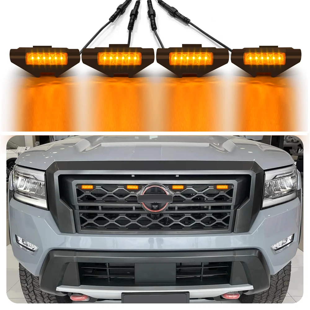 Grelhas dianteiras luzes led luzes estroboscópicas para nissan frontier d40 2022 2023 2024 2025 led grill luzes acessórios automóveis