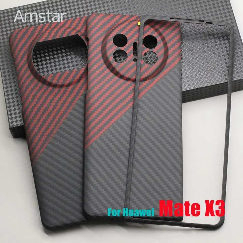 

Двухцветный чехол Amstar из углеродного волокна для телефона Huawei Mate X3, складные Чехлы, Ультратонкий чехол из арамидного волокна в деловом стиле Mate X3