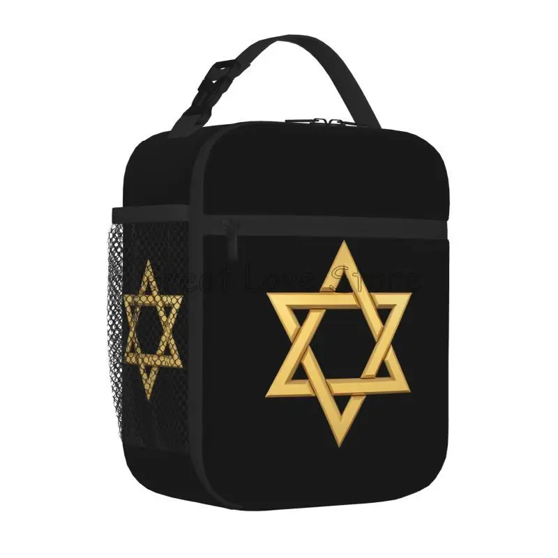 Davidster Print geïsoleerde lunchtas Herbruikbaar Lekvrij Draagbaar Oxford Thermische koeler Lunch Bento Box voor werk Reizen Picknick