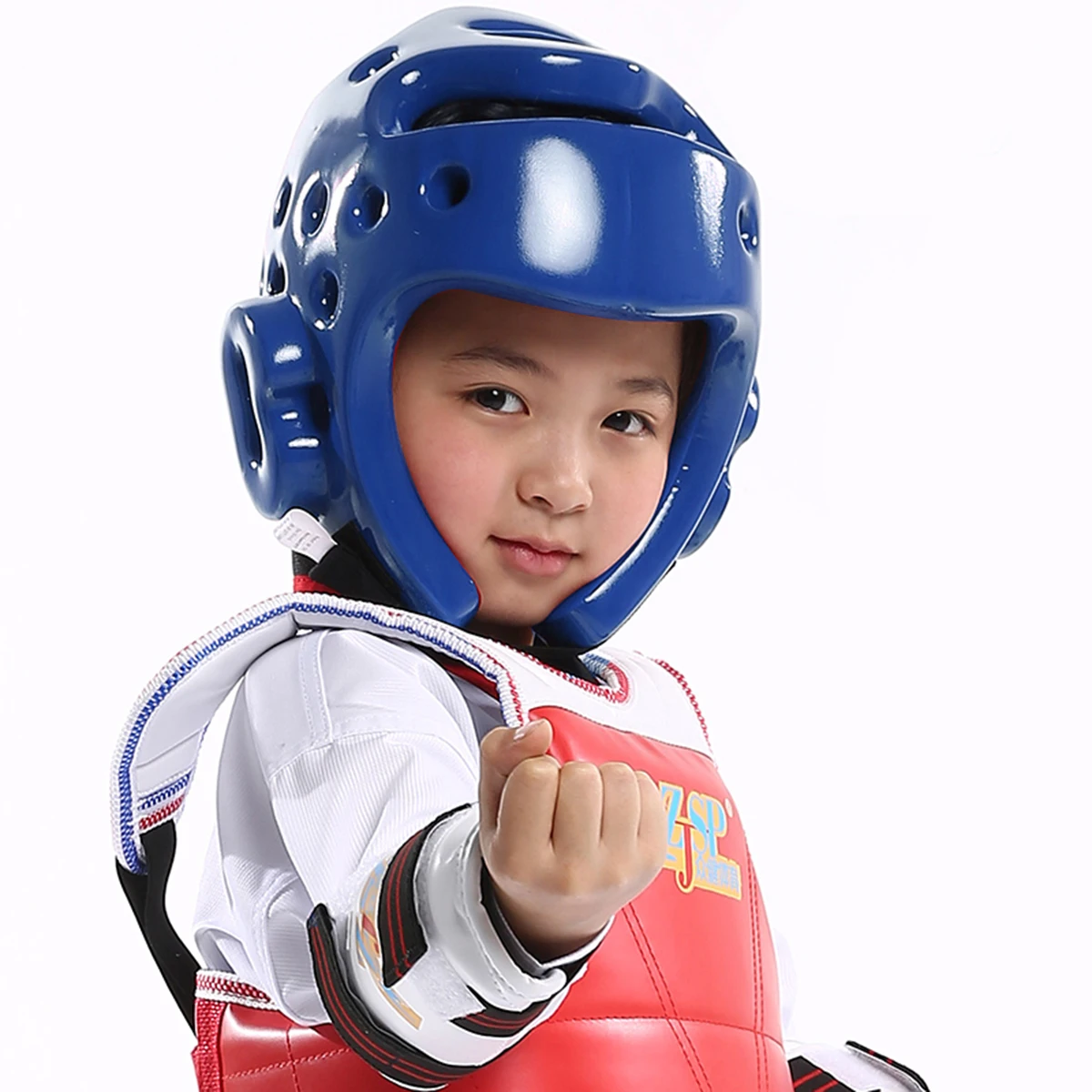 Kids Sparring Headgear Eva Size Xs Blue for Taekwondo Kickboxing Children Protective Air Vented Shock