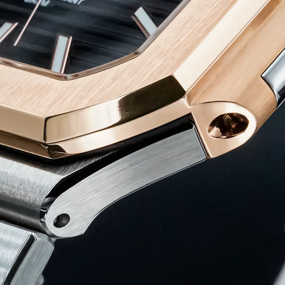 Relojes de pulsera mecánicos ROKATIE de oro rosa de 38mm, relojes automáticos de lujo para hombre, reloj de acero inoxidable para hombre, reloj luminoso nh35