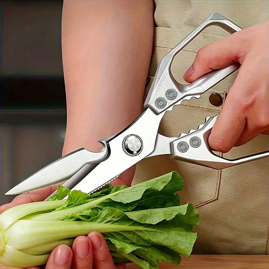 1 Pair Heavy Duty Professional Kitchen Scissors - Multipurpose Food Shears, Ergonomic Handles, Suitable For Home And Commercial Kitchens
