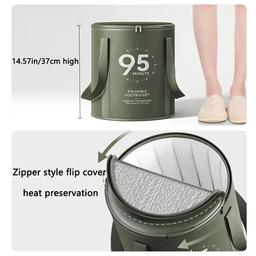 1Pcs Portable Folding Foot Bath Bucket, Foldable Foot Bath Bag, Foot Basin, Outdoor Portable Foot Basin, Insulated Foot Bath Bucket, Dormitory Deep