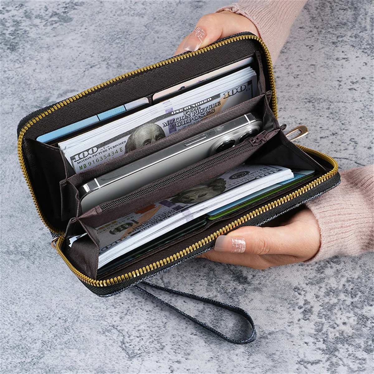 Cross-Border 2024 Spring New Men\'s and Women\'s Long Wallet Fashion Capacity Printing Coin Clutch Wallet Card Holder