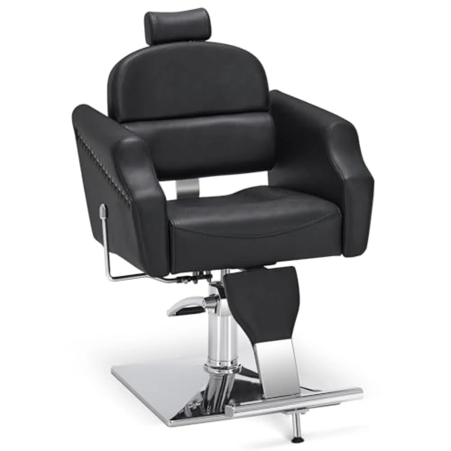Classic Reclining Barber Chair, Salon Equipment 3125(Black) | 330 lbs weight capacity, hydraulic pump, adjustable
