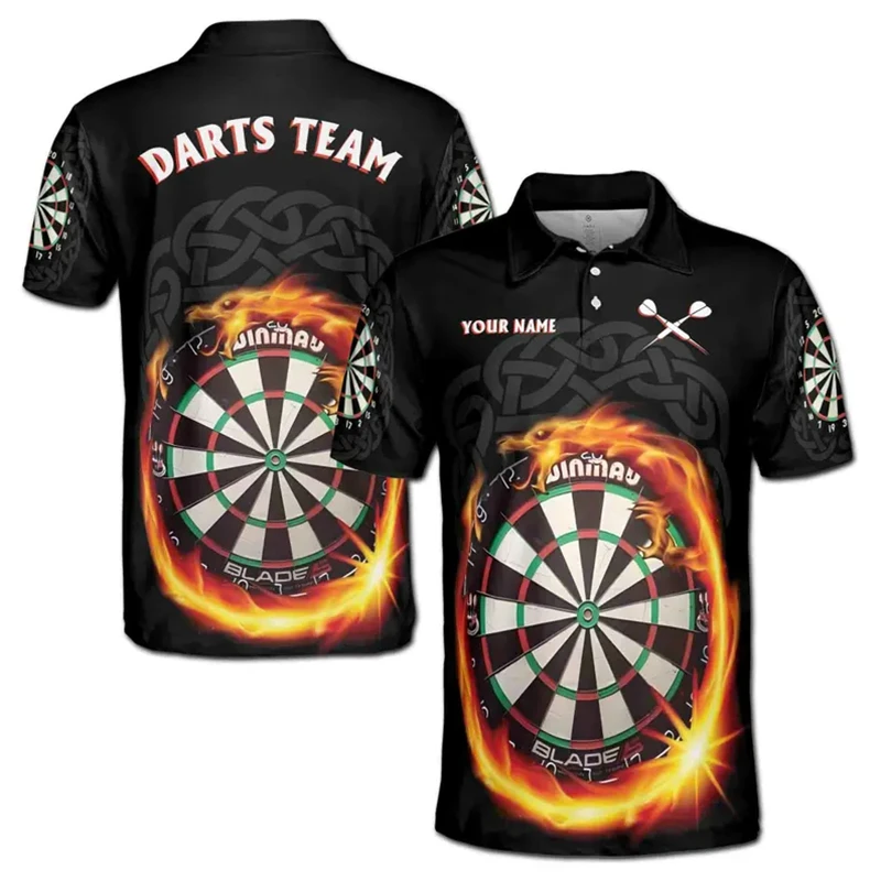 Fashion Flame Darts Graphic Polo Shirt For Men Harajuku Street Custom Name Sports Polo Shirts Summer Fashion Novel Darts Tee