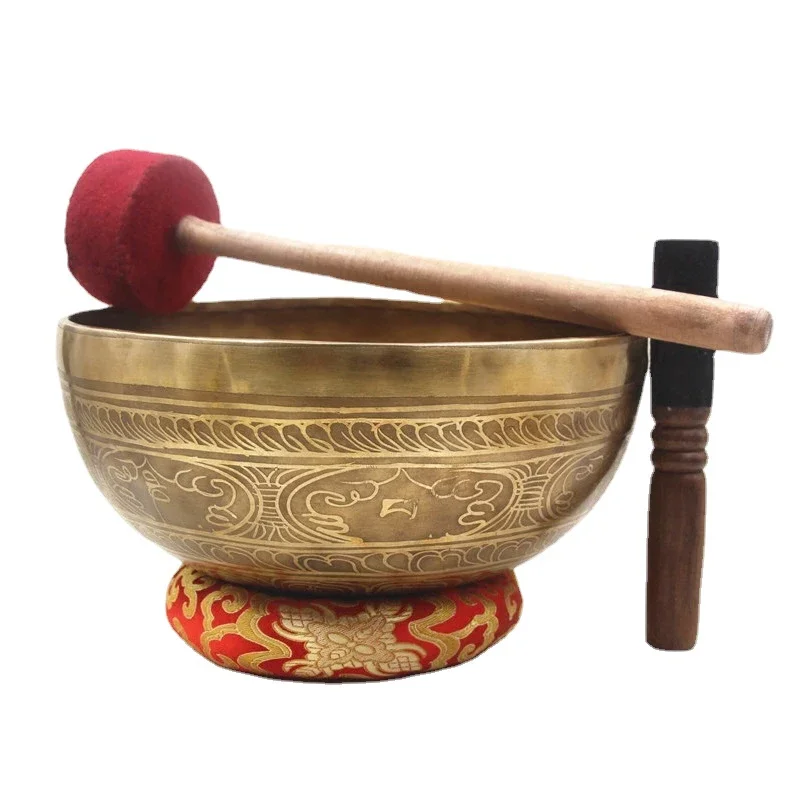 Ensemble de bols chantants tibétains en laiton faits à la main, grand modèle du Népal, pour la méditation, la pleine conscience, la décoration des chakras, la guérison sonore