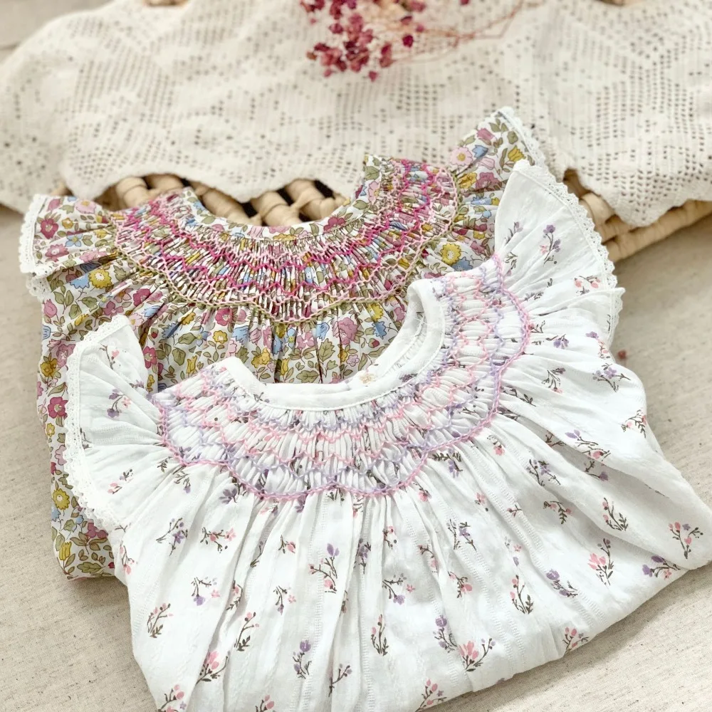 Fashion Girls Print Smocked Dress, Cute Flutter Sleeve Baby Doll Dress for Toddler  for 80-140cm