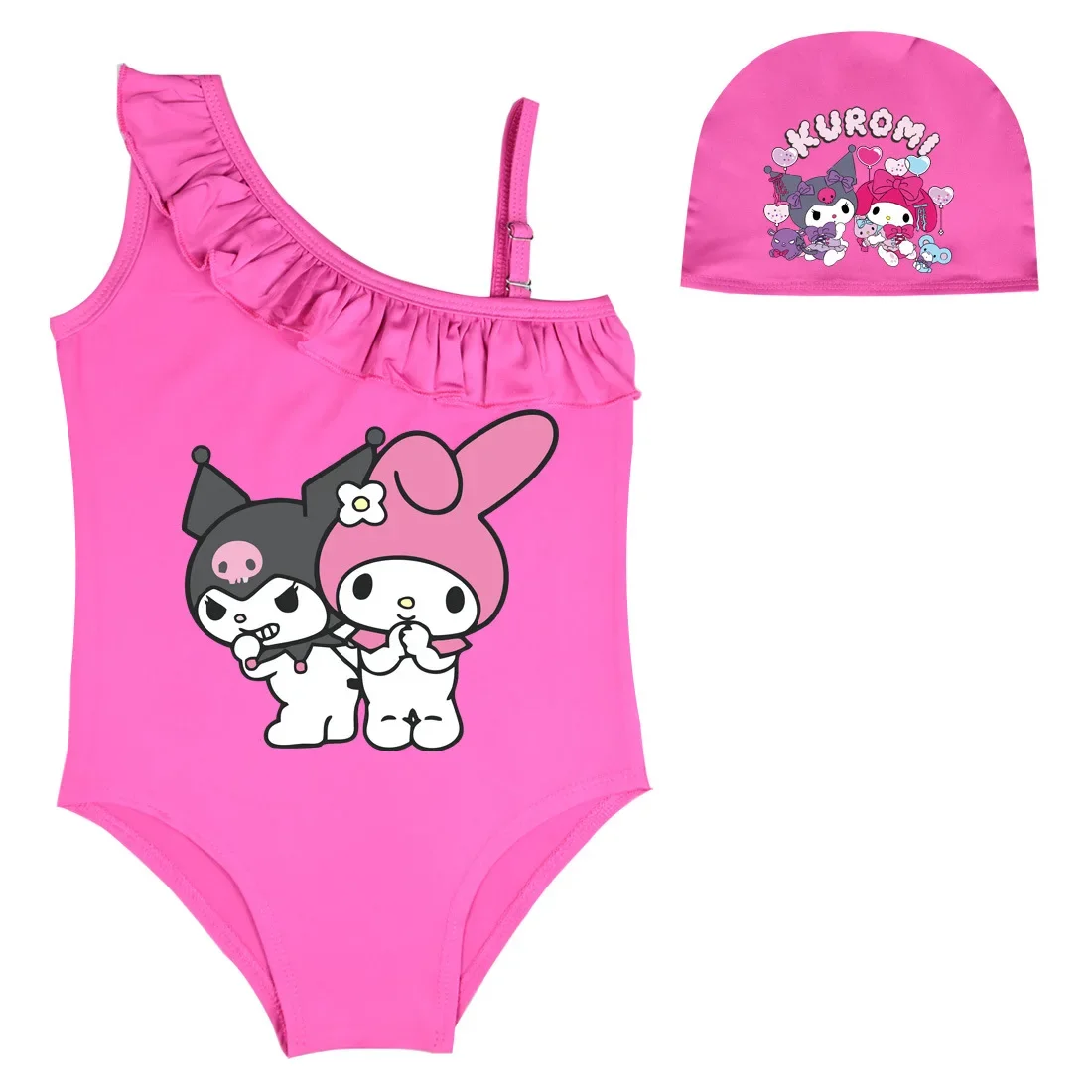 2023 Kuromi My Melody costume da bagno con cuffia Kawaii Cartoon Summer Sanrio bambini ragazza Sport costumi da bagno costume da bagno giocattolo