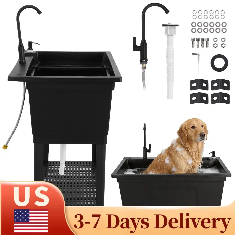 

Отдельностоящая пластиковая раковина для прачечной с краном из нержавеющей стали и дозатором для мыла, портативная станция для мытья рук для прачечной комнаты