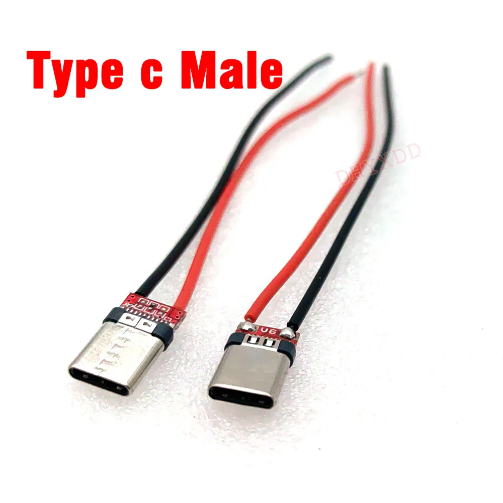 5Pcs Micro USB Type-C 2Pin Horizontal / Vertical 2P Simple Soldered Male Plug-in Board Quick Charging USB-C Connector