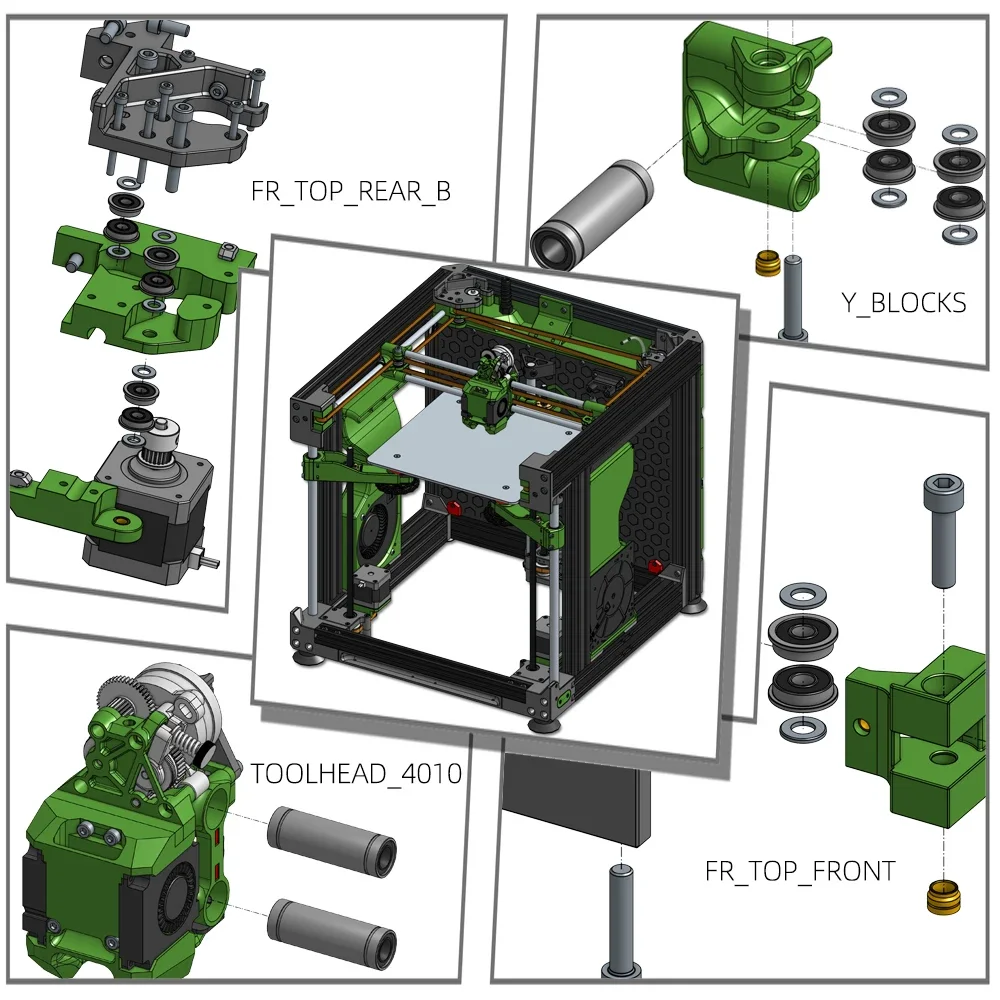 Baiozraw Ender 3 NG v1.2 3D Printer Linear Motion Bearings and Shafts Pack