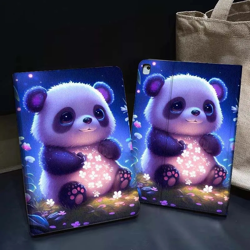

Cartoon Panda Glowing Flower For iPad Pro Air 5th 6th 7th 13 M3 M4 M5 12.9 13.3 inch 2018 2022 2024 2025 Tablet Case