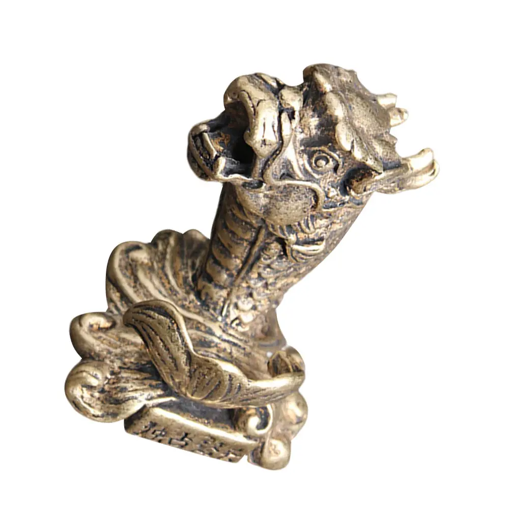

Retro Desktop Ornaments Exquisite Brass Crafts Home Decor Dragon Fish Shelf Adornment Gift Artwork Office