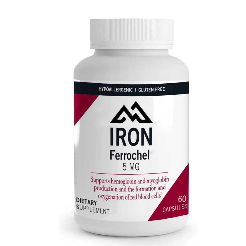 Iron Iron Iron Iron 5mg 60 capsules mild capsules hemoglobin and myoglobin production support red blood cell formation