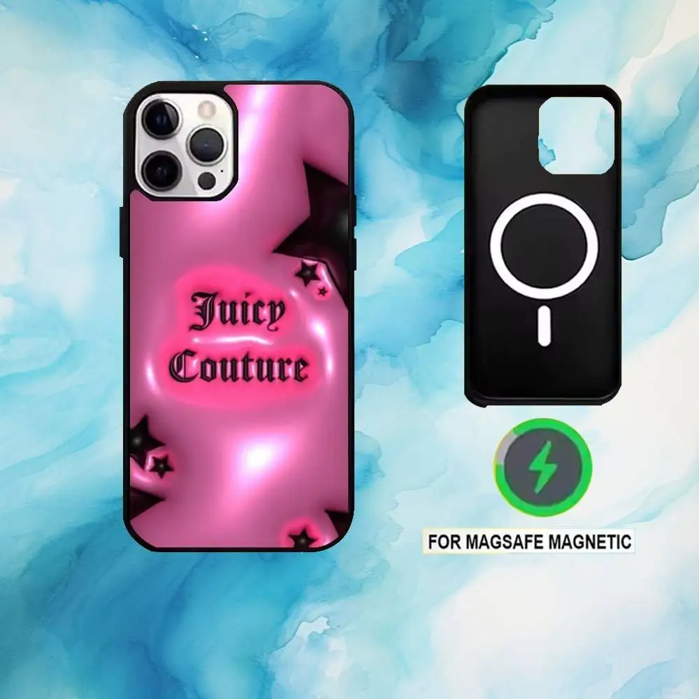 Etui na telefon Juicy Couture z motywem panterki, tapeta, do iPhone 17, 16, 15, 14, 13, 12, 11 Plus, Pro Max, magnetyczne, kompatybilne z ładowaniem bezprzewodowym MagSafe