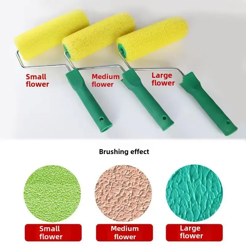 Sponge Roller 8-inch Bristle Roller Brush Elastic Coating Bristle Medium Flower Large Flower Roller Bristle Brush