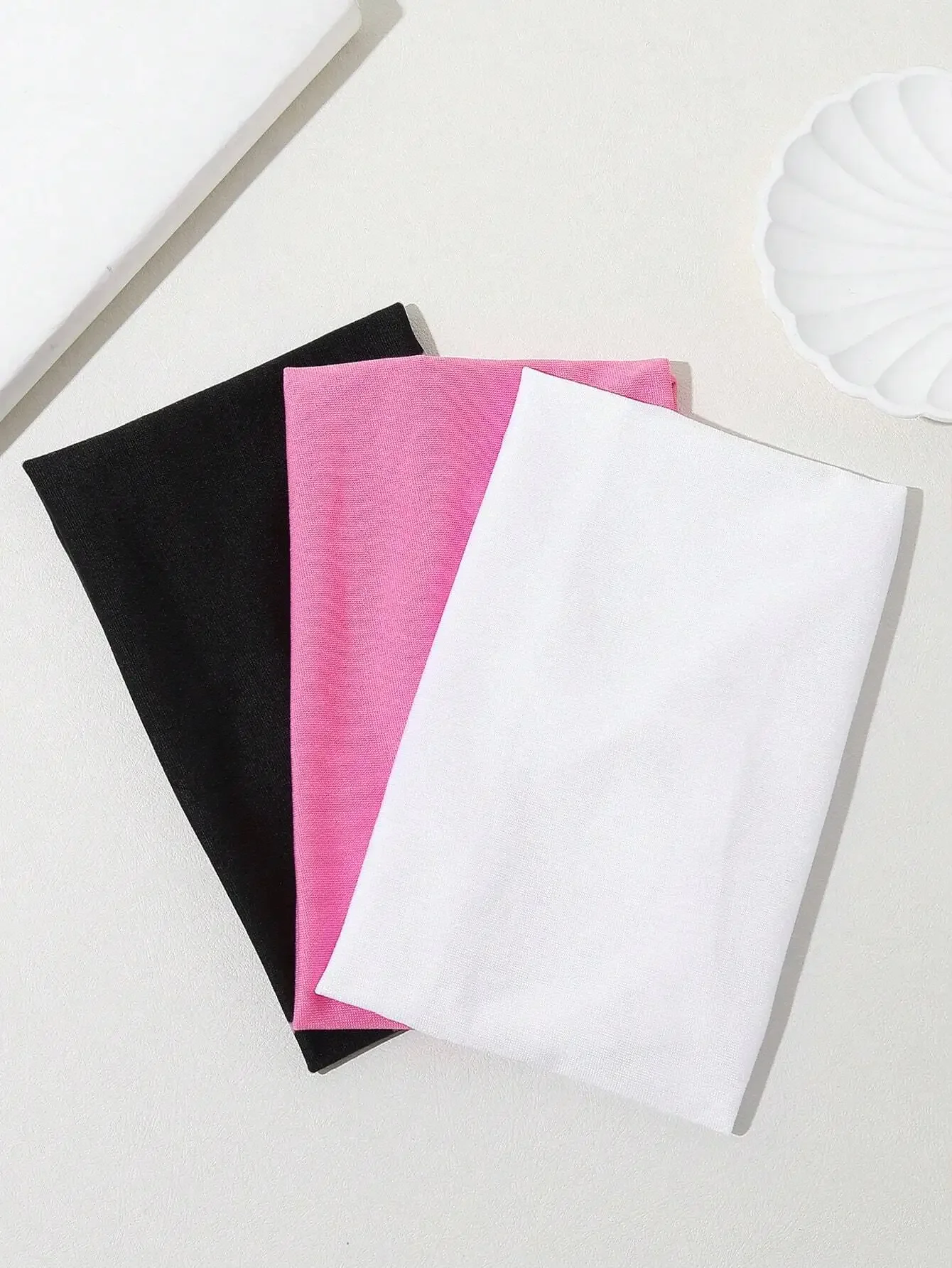 

3pcs Wide Solid Color Stretchy Headband For Women Gym Daily Use