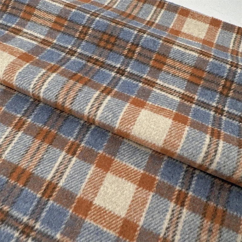 

Retro Hong Kong style brushed thick-checkered shirt, coat, mid-length clothing, bag DIY fabric