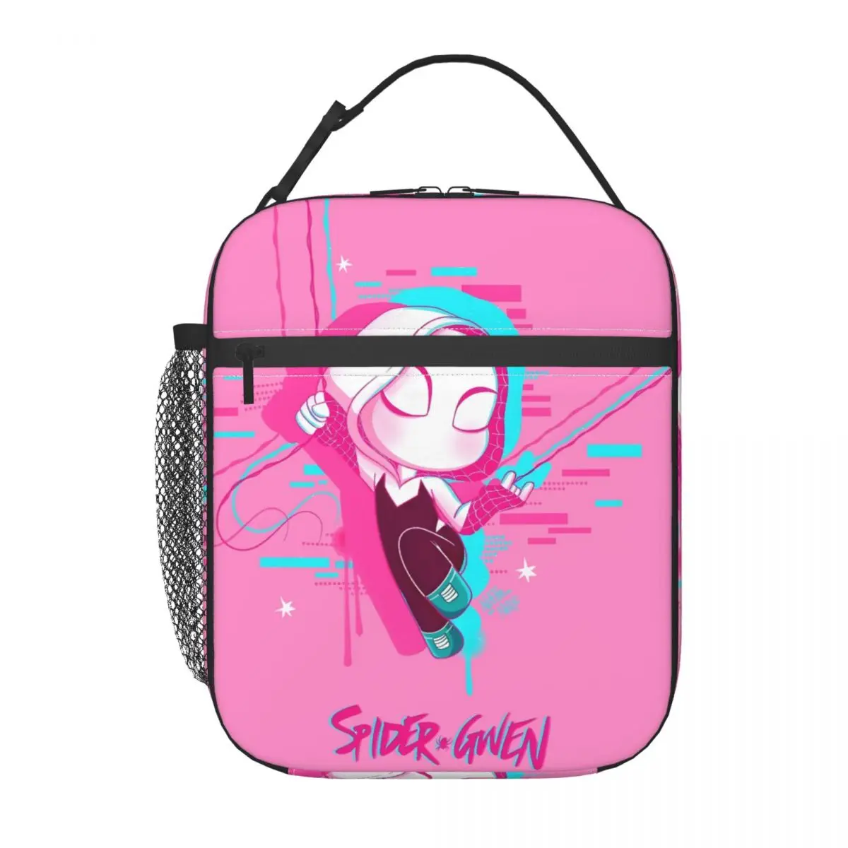 

Custom Gwen Super Hero Lunch Bag Thermal Cooler Insulated Lunch Box for Children School Food Portable Tote Bags