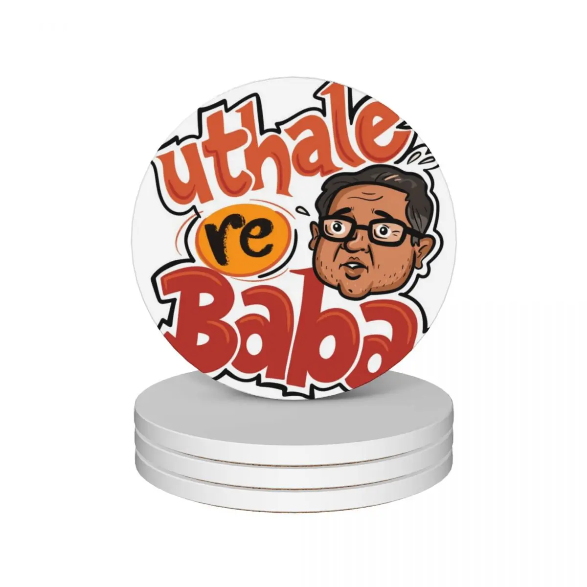 

Hera Pheri - utha le re baba - baburao Ceramic Coasters (Set of 4) ceramic set for drinks aesthetic funny kawaii Coasters