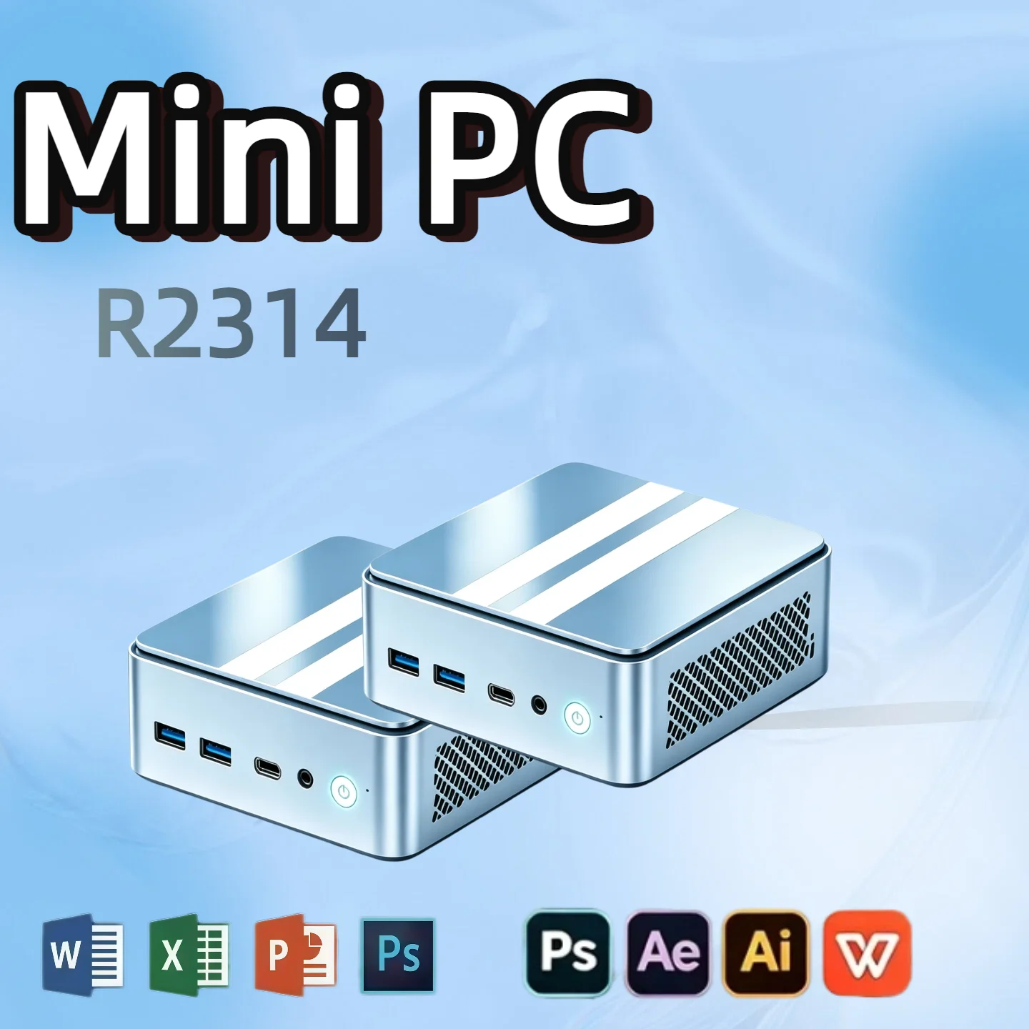 2026 NEW Mini PC R2314 Barebone  NAS/Soft Router, Dual GbE, 4K Triple Display, NUC, DDR4, Low Power, Ideal for Home/Office