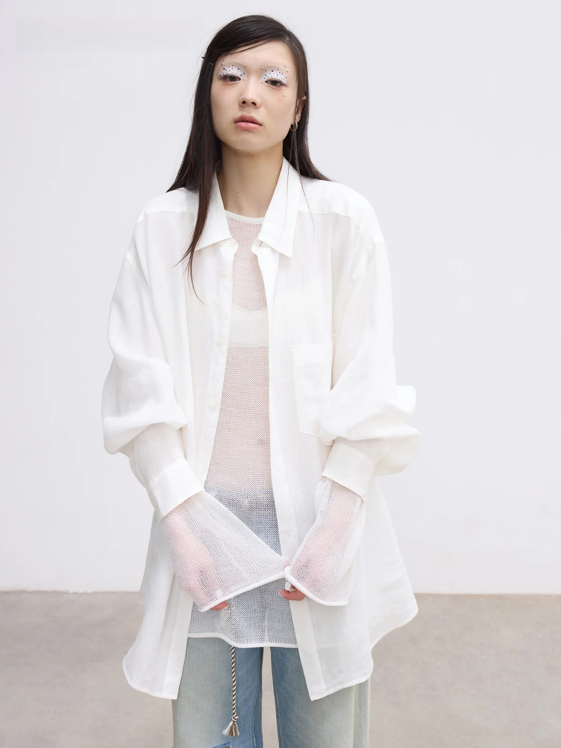 

VERMO Comfortable Lightweight Loose Fit Summer Sun Protection Shirt Breathable Linen Material Long Sleeve Flip Collar Cardigan