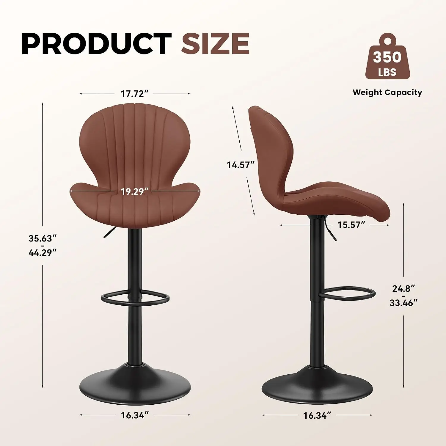 Modern Bar Stools Set of 2, Adjustable Fabric Upholstered Swivel Bar Chairs, Counter Height Barstools with High Backrest, for Ba view 2