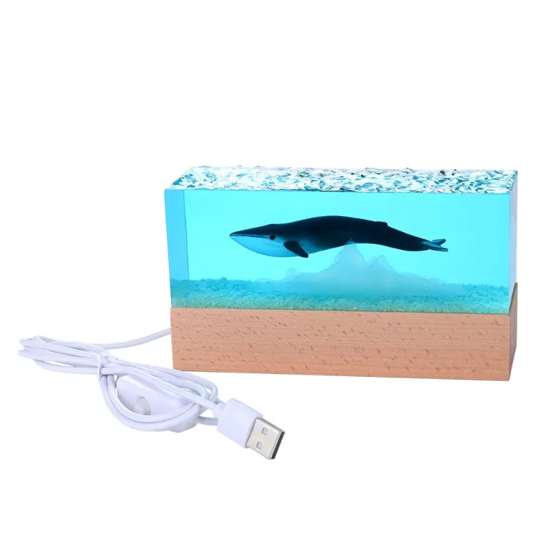 Marine Resin Whale Luminous Resin Lighting Decoration, Bedroom Night Light Creative Handicraft Decoration, Home Decoration Gift
