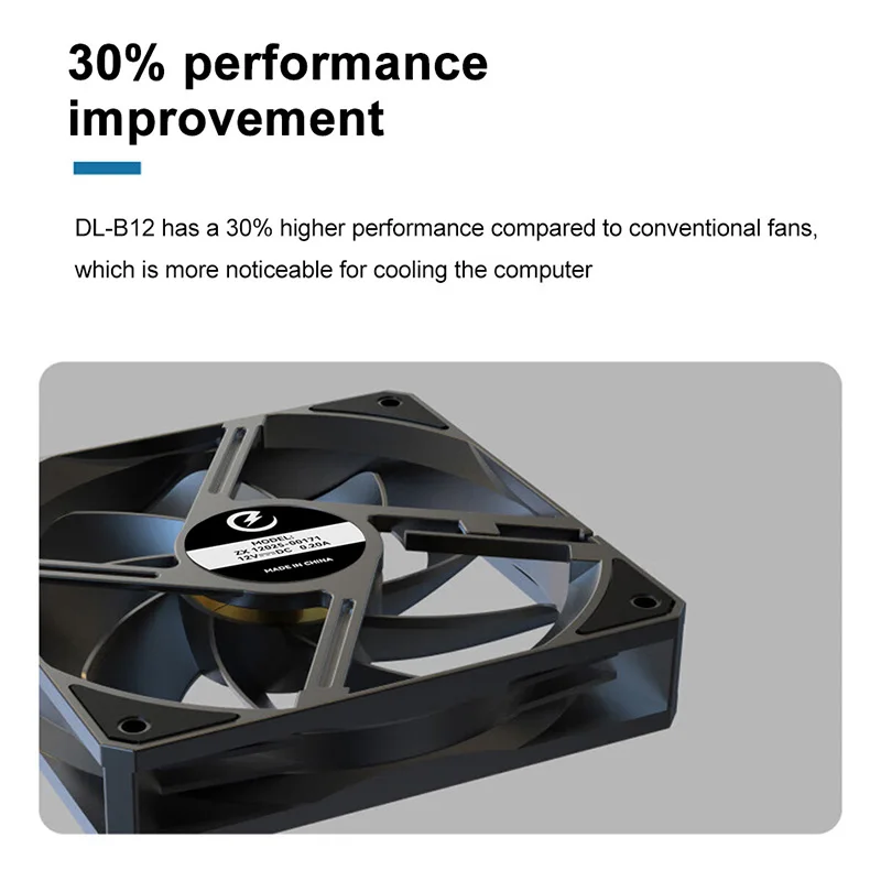 Power Train DL-B12 PC Fan 120mm FDB Bearing Low Noise PWM Speed Regulation 12V 73.6CFM High-Performance Computer Case Fan