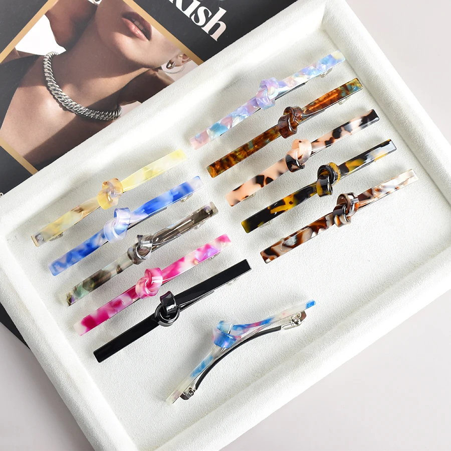 1PC Ladies Polychromatic Acetic Acid Tie One-Line Spring Clip Thin Hair Half Hair Special Holiday Gift Holiday