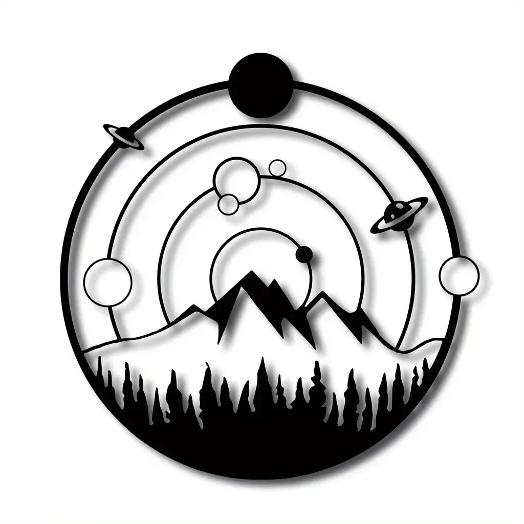 1pc  Modern Metal Home Decoration Wall Hanging Decor Art Planets and Mountains Home Office Decor Holiday Birthday Parties