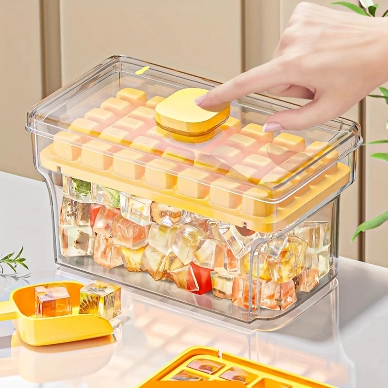 68er-Eiswürfelform mit Ein-Klick-Entnahme, selbstgemachte Eiswürfelbehälterform mit Eisschaufel, Eisbereitungsgerät für den Kühlschrank zu Hause