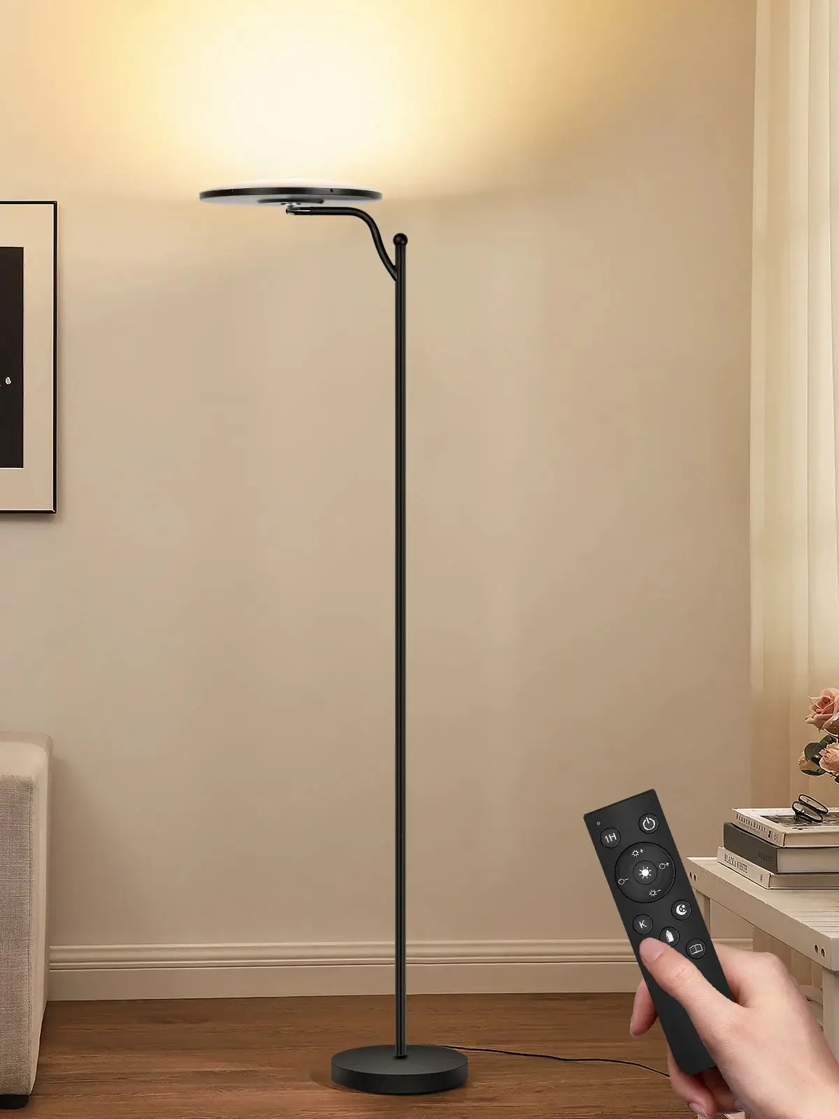 32W LED-Stehlampe mit Fernbedienung, Dimmbarer Uplighter 2700-6500K Moderne Stehleuchte für Wohnzimmer, Schlafzimmer, Lesen