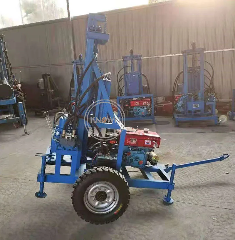 Perceuse de Puits d'Eau Diesel de 8 chevaux, Portable, Succion de Puits Profonds, Plate-Forme de Projection de Trous de Forage avec Cadre de Remorquage