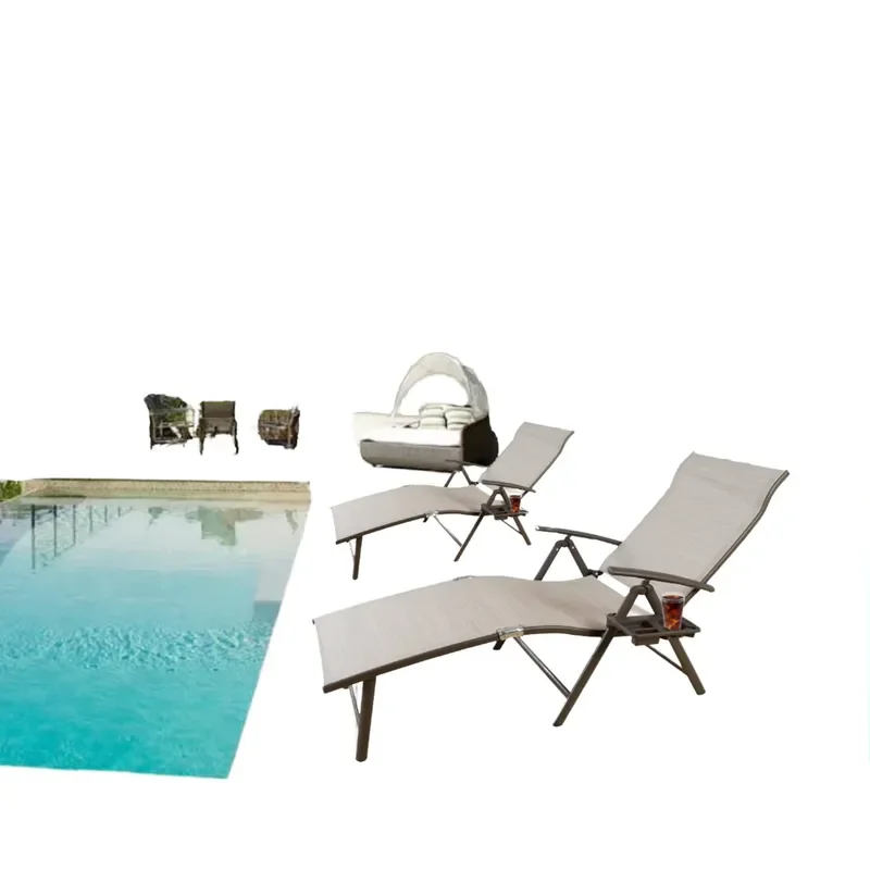 Modern Aluminum Folding Chair Outdoor Sunbathing Lounger for Garden Terrace Poolside Beach Hotel Furniture in Beige or Grey