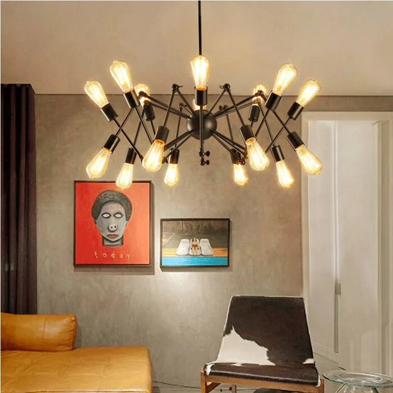 Industrial Style Spider Chandelier Creative Personality Art Lamps Simple Retro Living Room Clothing Shop Iron Pendant Lamps