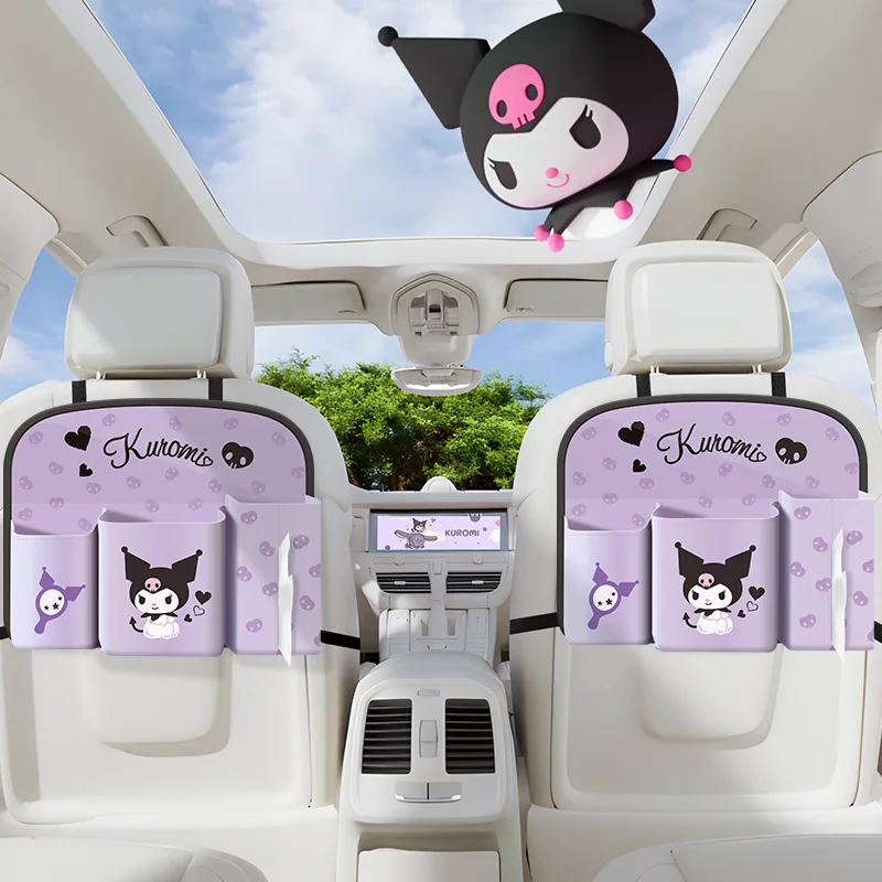 Sanrio Kuromi Car Seat Back Storage Bag Hanging Bag Multi-functional Storage Bag Trash Can Car Seat Back Storage Rack