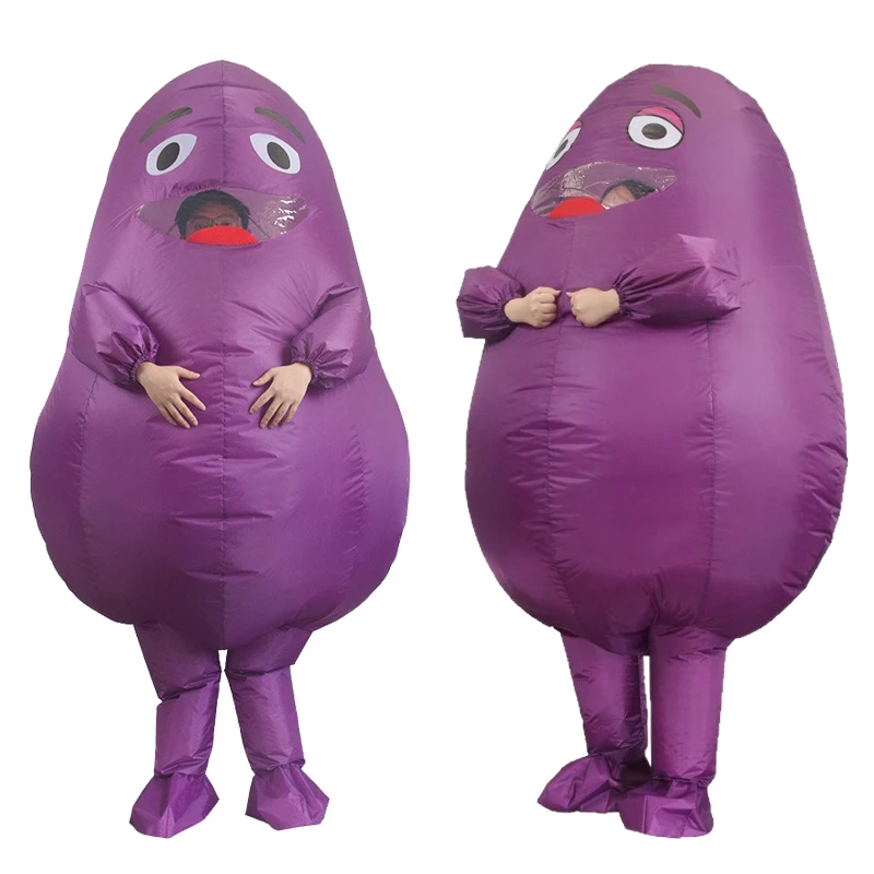 Lila Kartoffel Aufblasbares Kostüm Halloween-Party Aufblasbares Outfit Lustiges Cosplay Lebensmittel-Maskottchen-Kostüm Performance-Atmosphäre-Requisiten