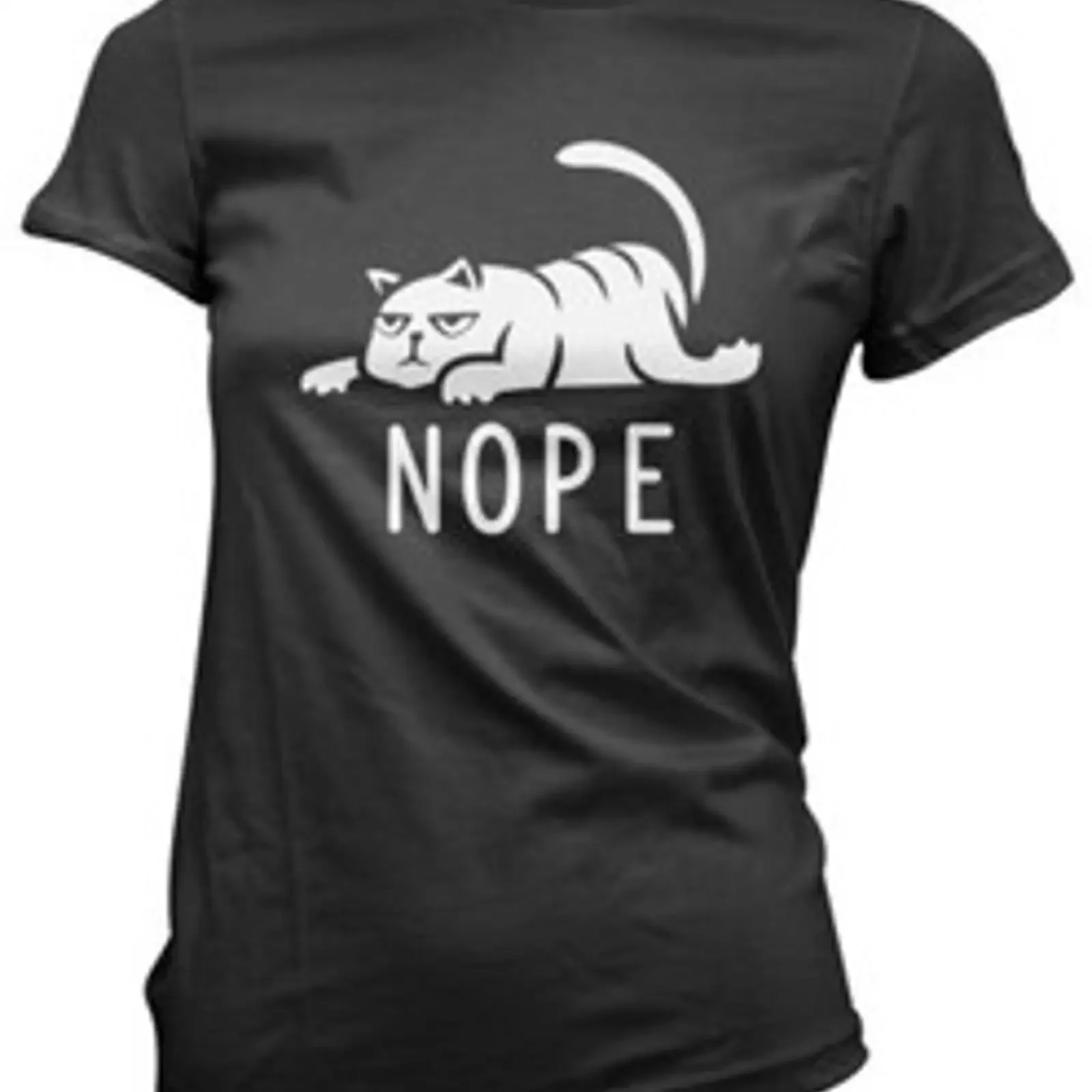 Nope Katze Damen T Shirt lustig Katzenliebhaber Geschenk Haustier faul Faultier Crazy Cat vintage Washed Slightly fashion