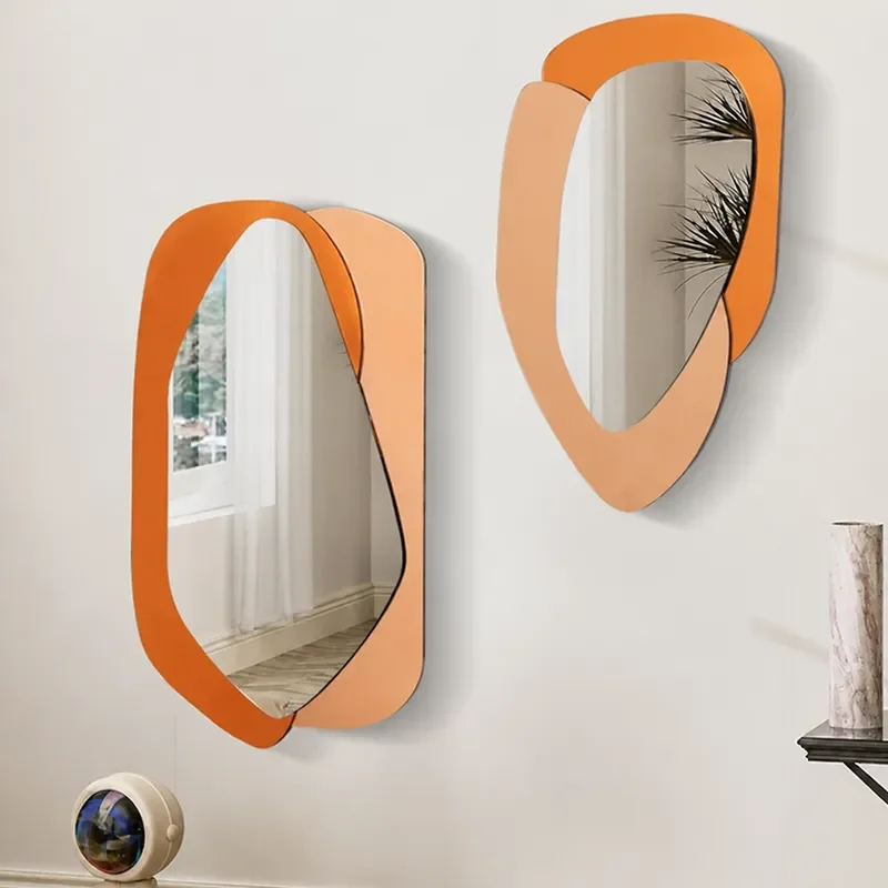 Nordic Color Matching Irregular Decorative Mirror Wall Mounted Art Mirror Creative Special Shaped Bathroom Mirror for Hallway