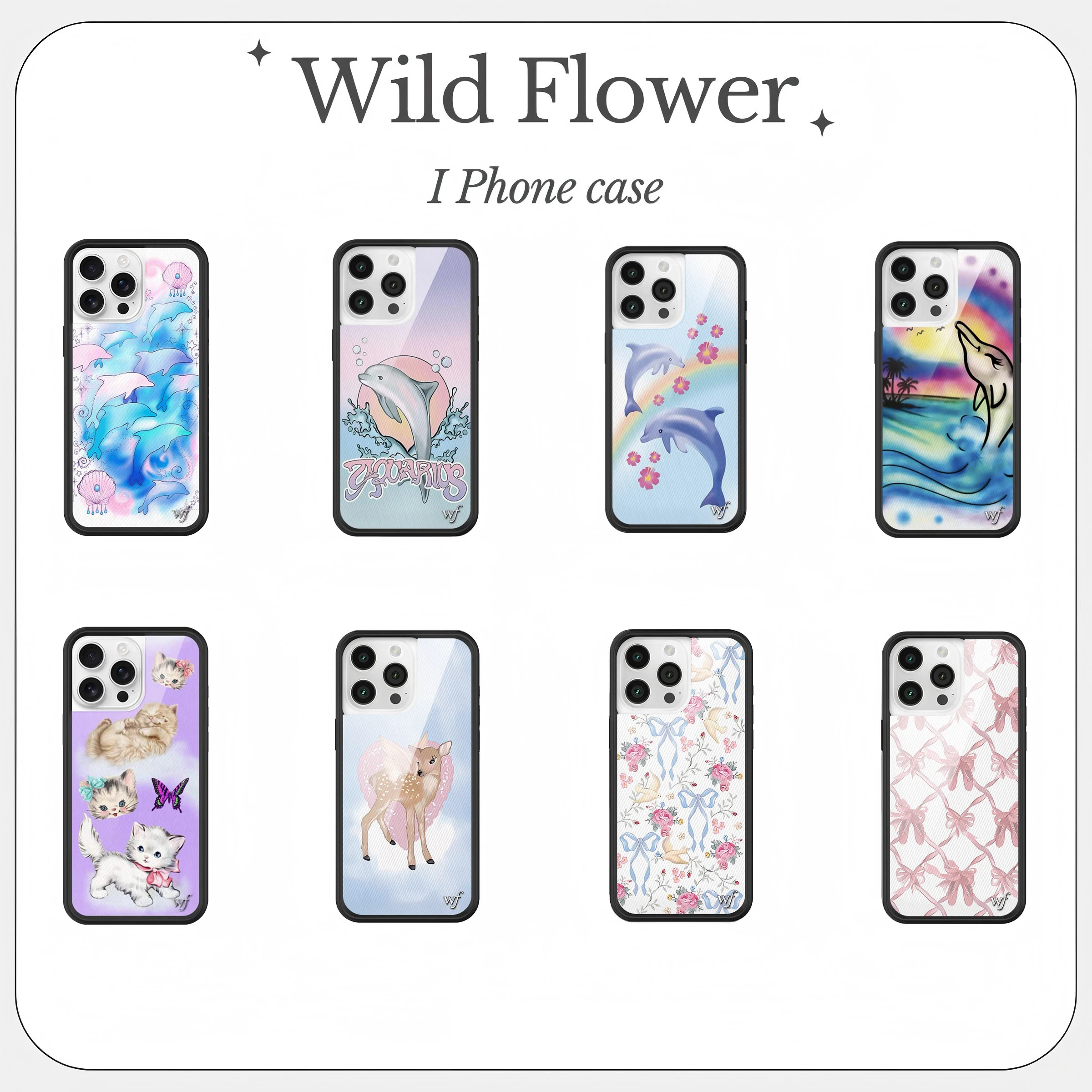 

New Wildflower Dolphin Cute wallpaper Phone Case for iPhone 16 15 14 13 12 Pro Max Plus Fashion Girls Cabin shockproof Cover