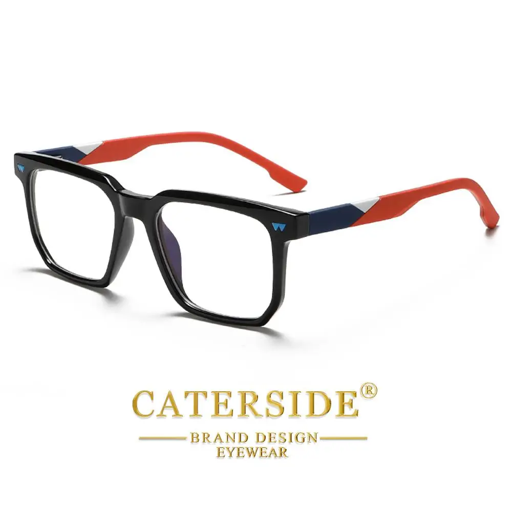 CATERSIDE Herren Anti-Blaulicht-Brille, Tr-90, quadratisch, großer Rahmen, flache Lichtbrille für Damen, Computer-Lese-Schutzbrille – Detail 6