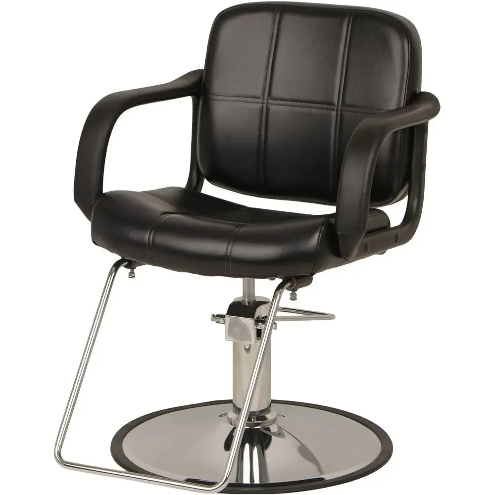 

Extra-Wide Black Styling Chair with 360° Swivel, Adjustable Height, Chrome Base, Durable Footrest, Model SY-1801