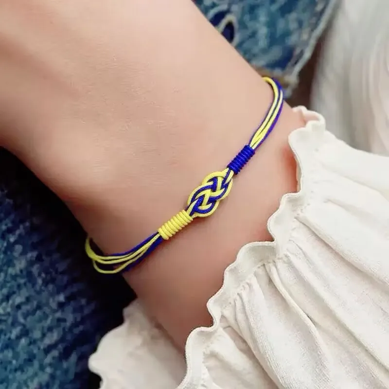 Nationalen Stil Geflochtenes Seil Armband Frauen Einstellbare Handgewebte Konzentrische Knoten Flagge Farbe Amulett Armband Mädchen Geschenk Schmuck