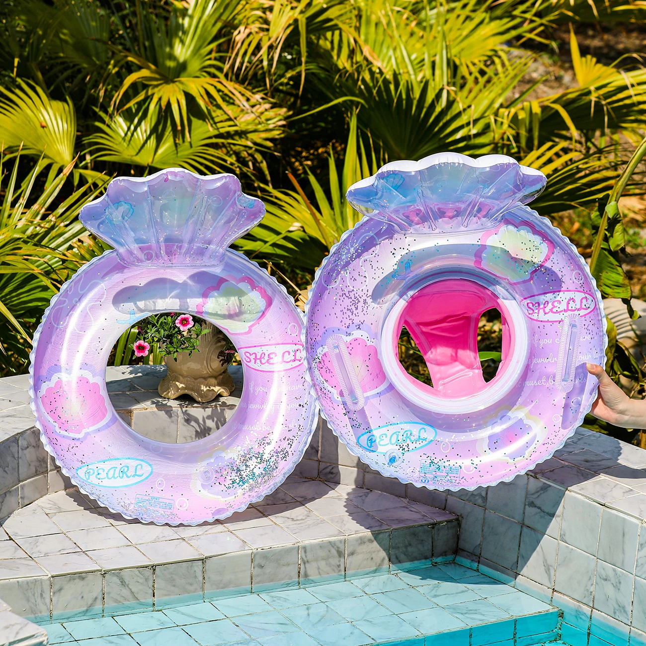 1PC  Transparent shell shape  Baby float  Pool floats kids  Pool float   Children's seat with swimming ring